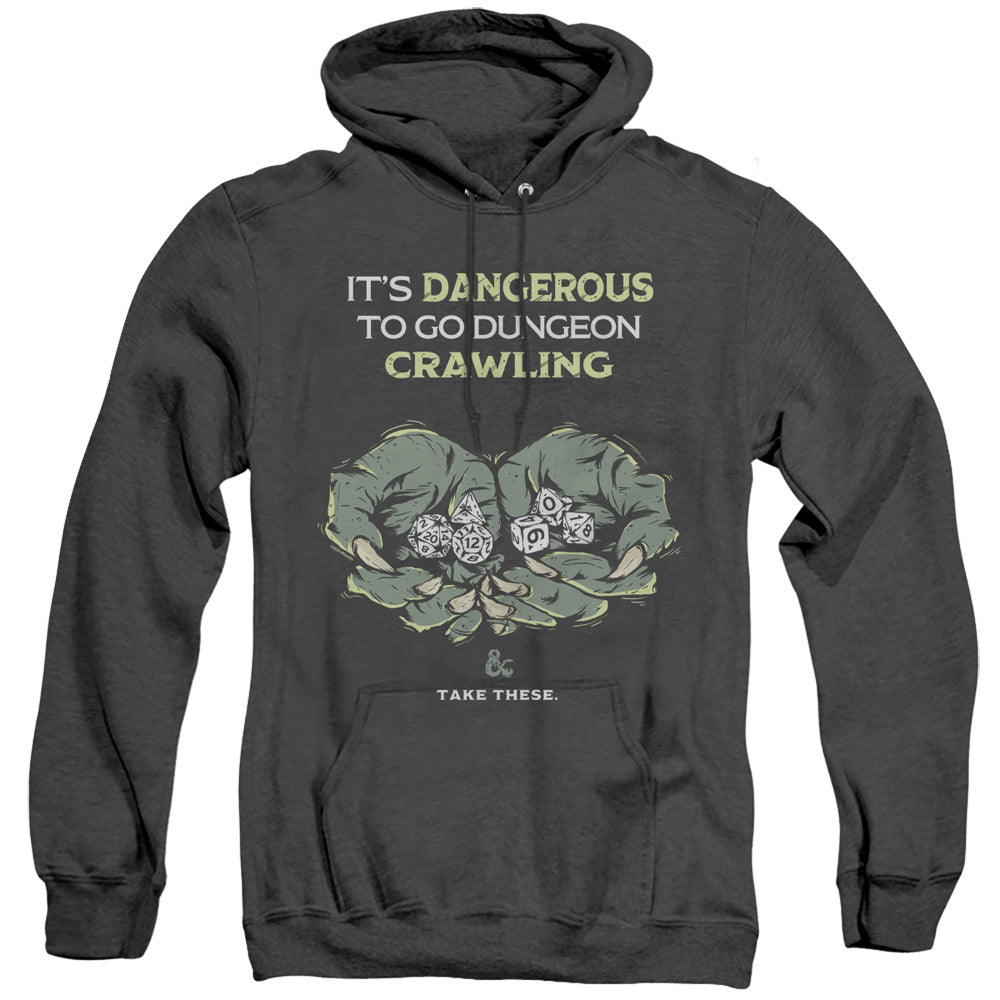 Dungeons And Dragons Dangerous To Go Alone Heather Mens Hoodie Black