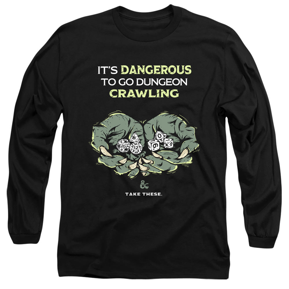 Dungeons And Dragons Dangerous To Go Alone Mens Long Sleeve Shirt Black Officially Licensed