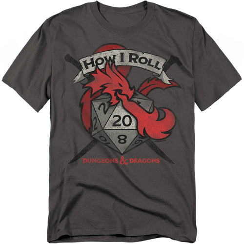 Dungeons And Dragons How I Roll D And D Mens T Shirt Charcoal