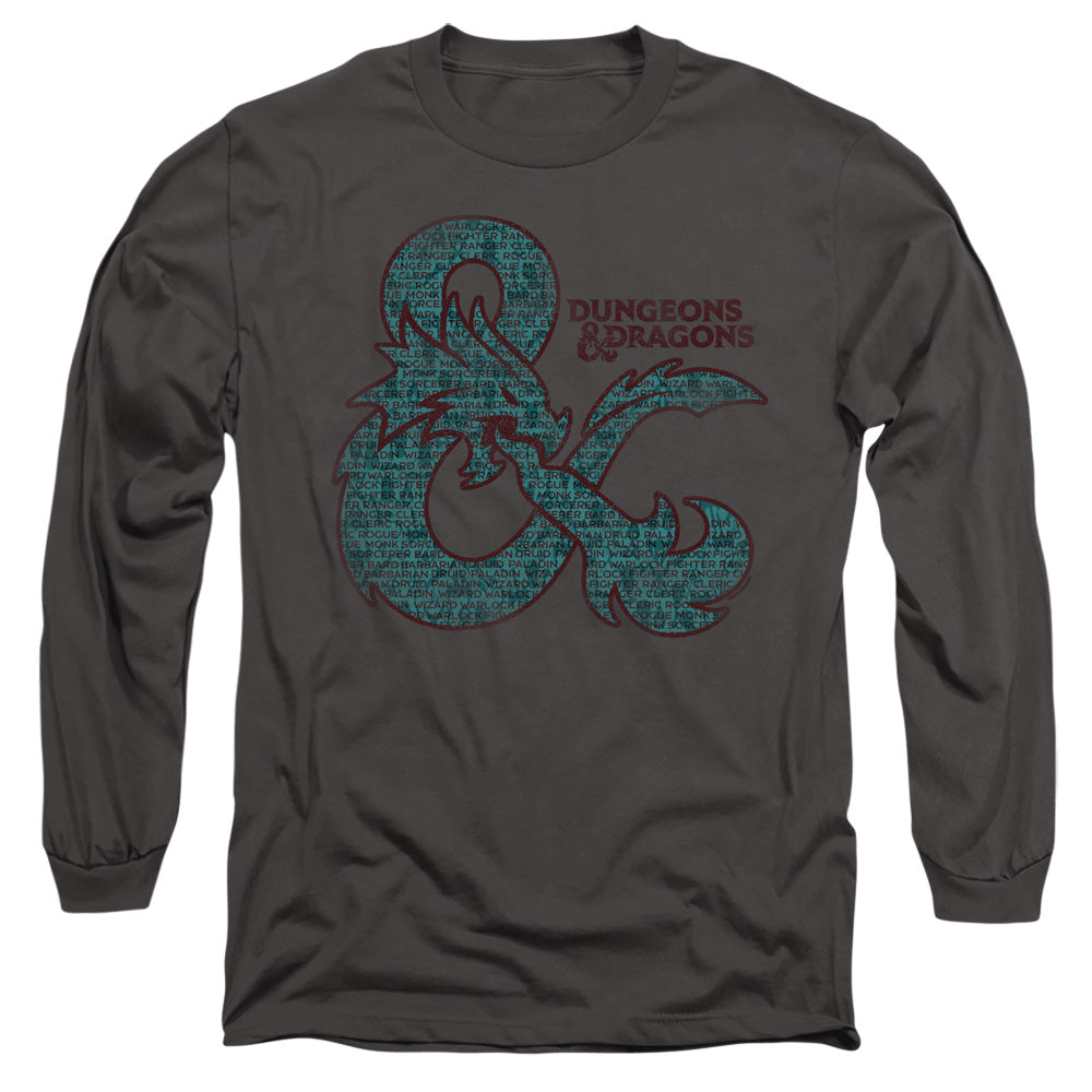 Dungeons And Dragons Ampersand Classes Mens Long Sleeve Shirt Charcoal Officially Licensed