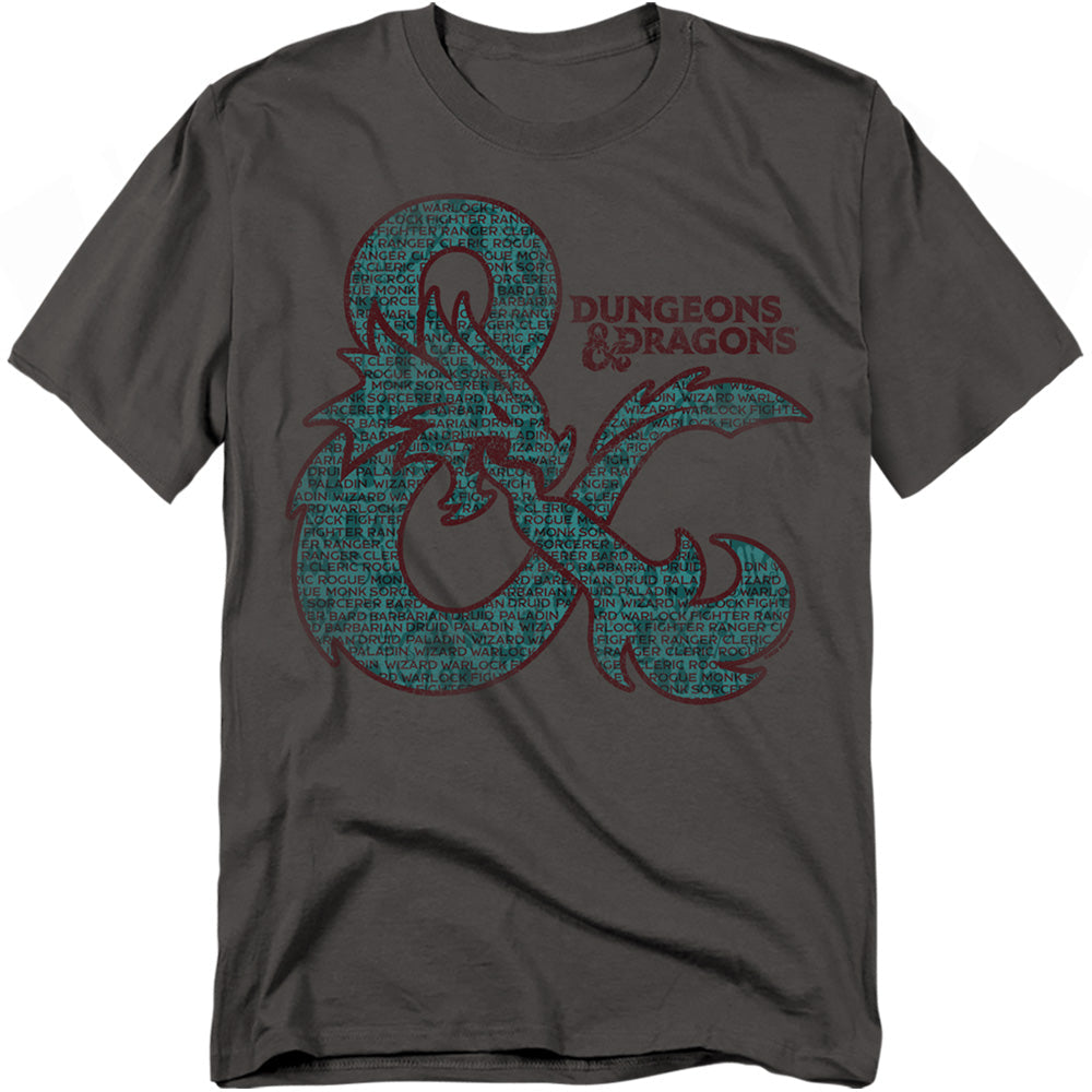 Dungeons And Dragons Ampersand Classes Mens T Shirt Charcoal