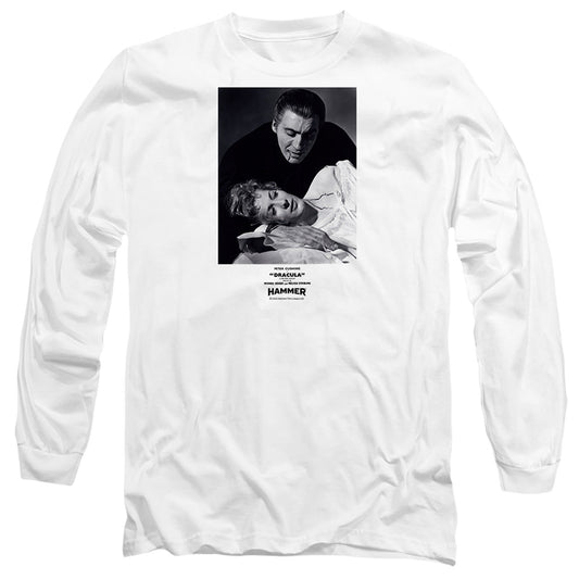 Hammer House Of Horror Dracula Teeth Mens Long Sleeve Shirt White Officially Licensed