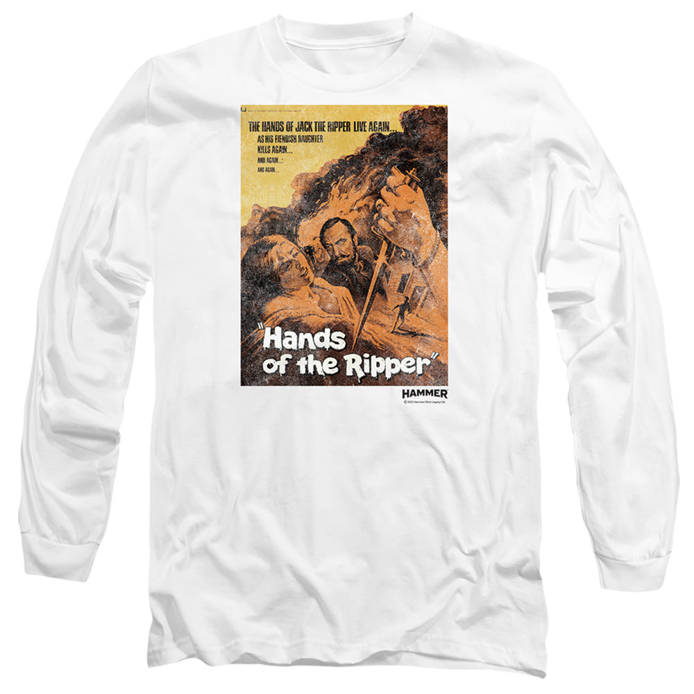 Hammer House Of Horror Hands Of The Ripper Mens Long Sleeve Shirt White Officially Licensed
