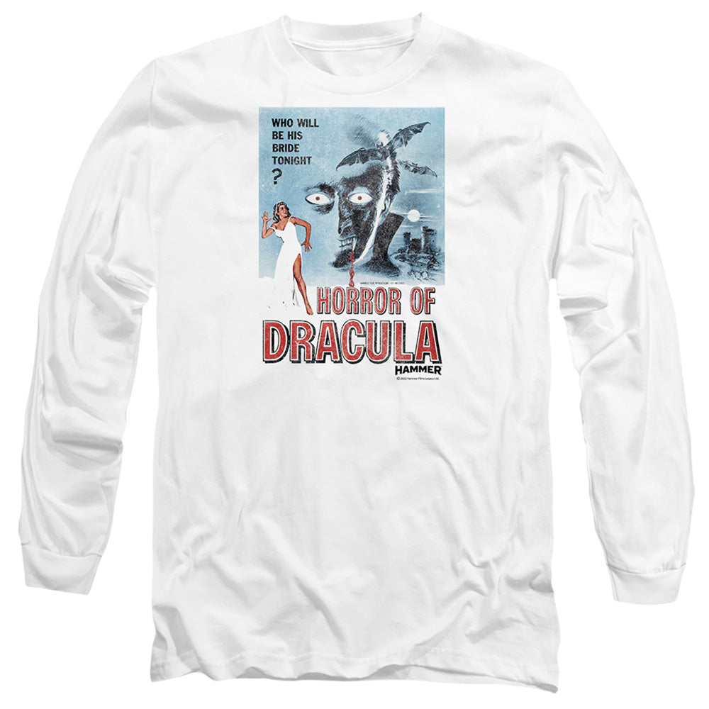 Hammer House Of Horror Horror Tonight Mens Long Sleeve Shirt White Officially Licensed