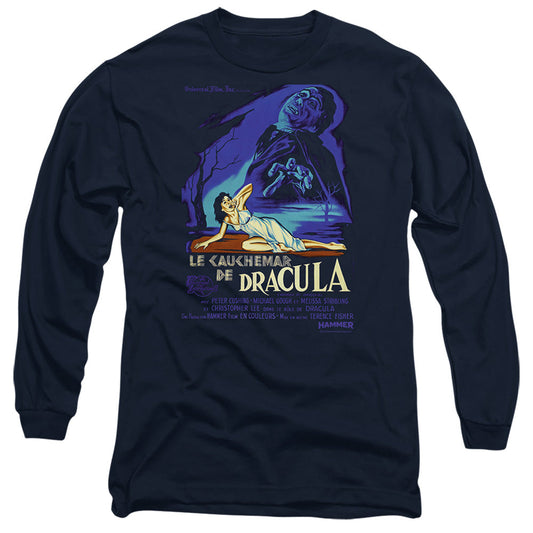 Hammer House Of Horror Horror Of Dracula Mens Long Sleeve Shirt Navy Officially Licensed