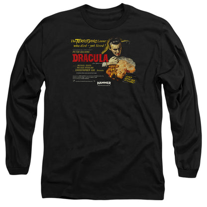 Hammer House Of Horror Poster Dracula Mens Long Sleeve Shirt Black Officially Licensed
