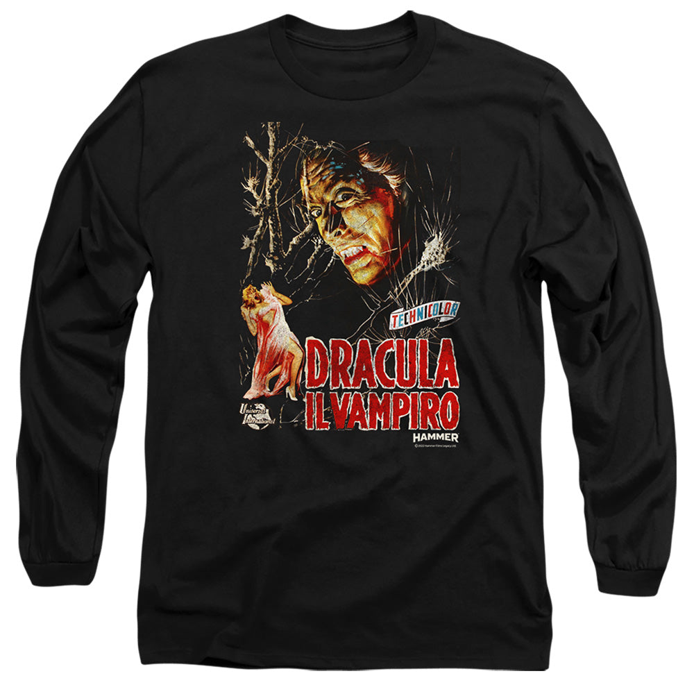 Hammer House Of Horror Il Vampiro Mens Long Sleeve Shirt Black Officially Licensed