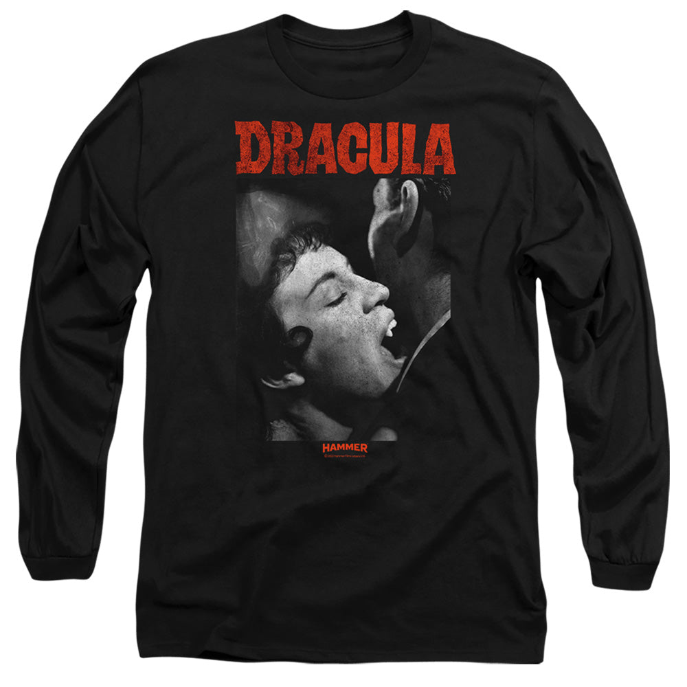 Hammer House Of Horror Christopher Lee Dracula Bite Mens Long Sleeve Shirt Black Officially Licensed