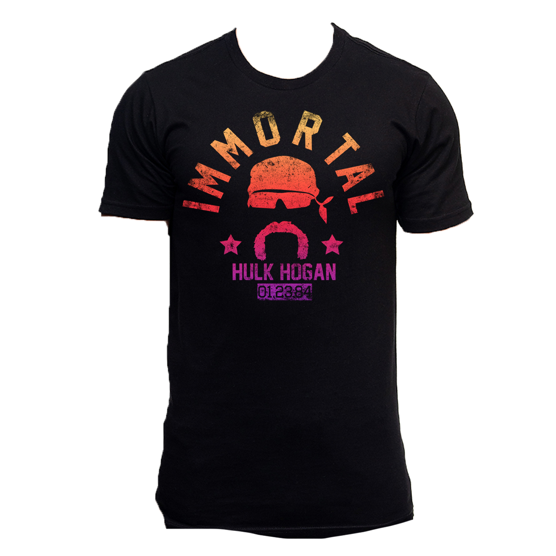 Hulk Hogan Colorful Immortal Gradient 01-23-84 Mens T Shirt Black