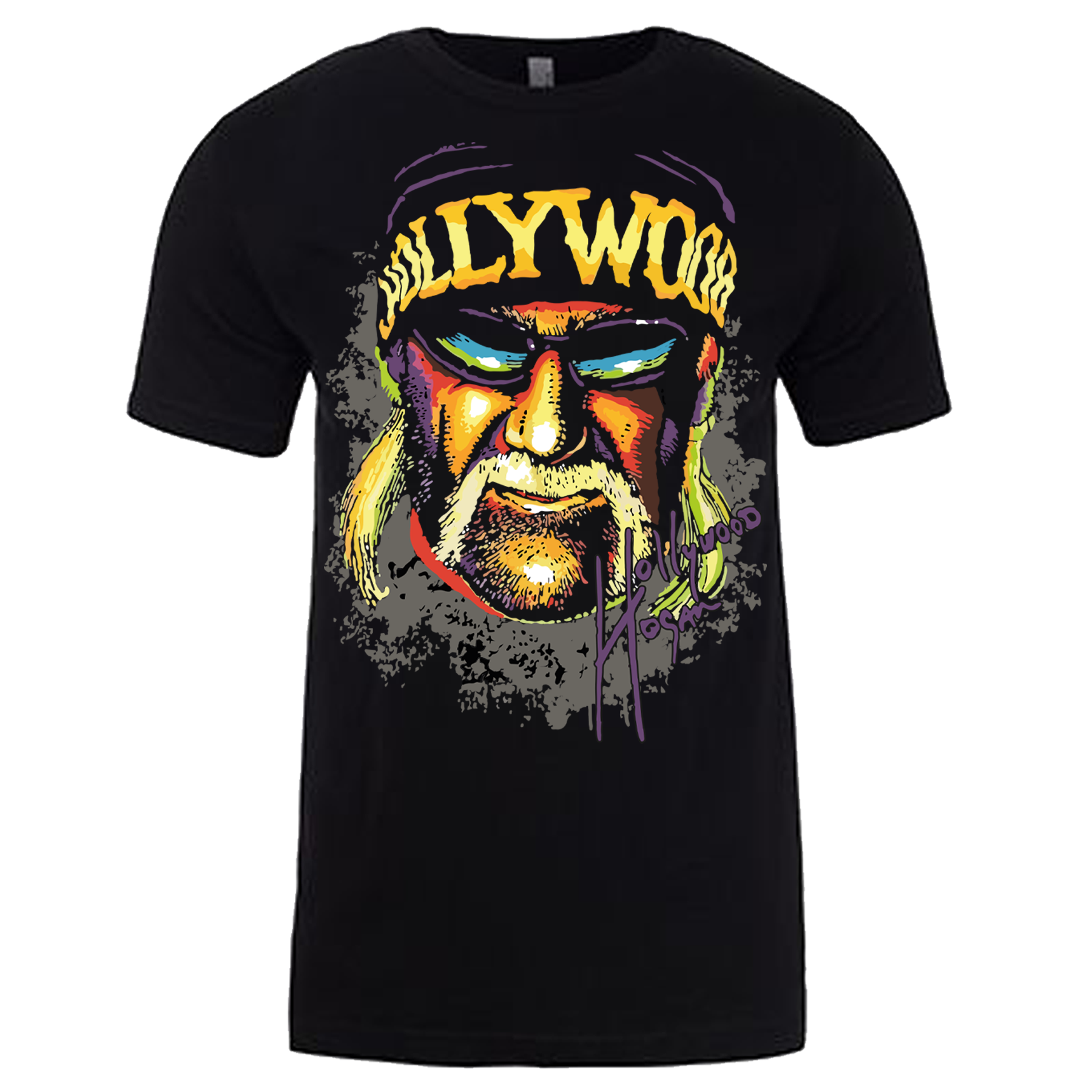 Hulk Hogan Color Hollywood Face Mens T Shirt Black