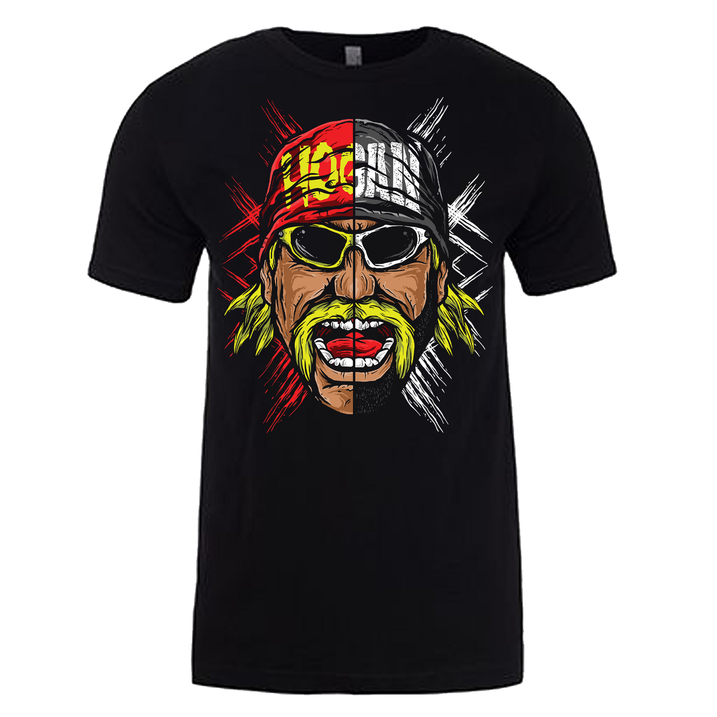 Hulk Hogan Splitface Artwork Mens T Shirt Black