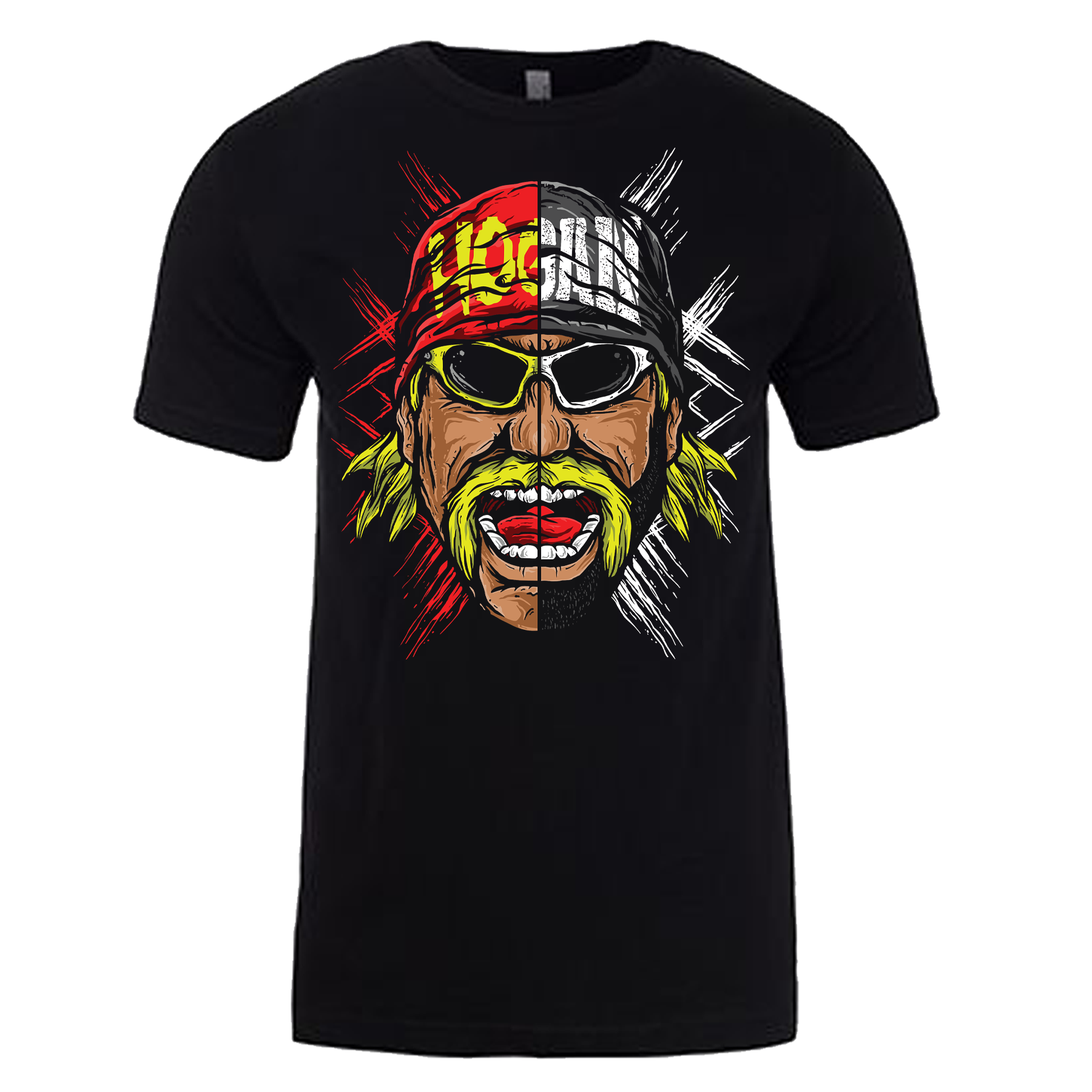 Hulk Hogan Splitface Artwork Mens T Shirt Black