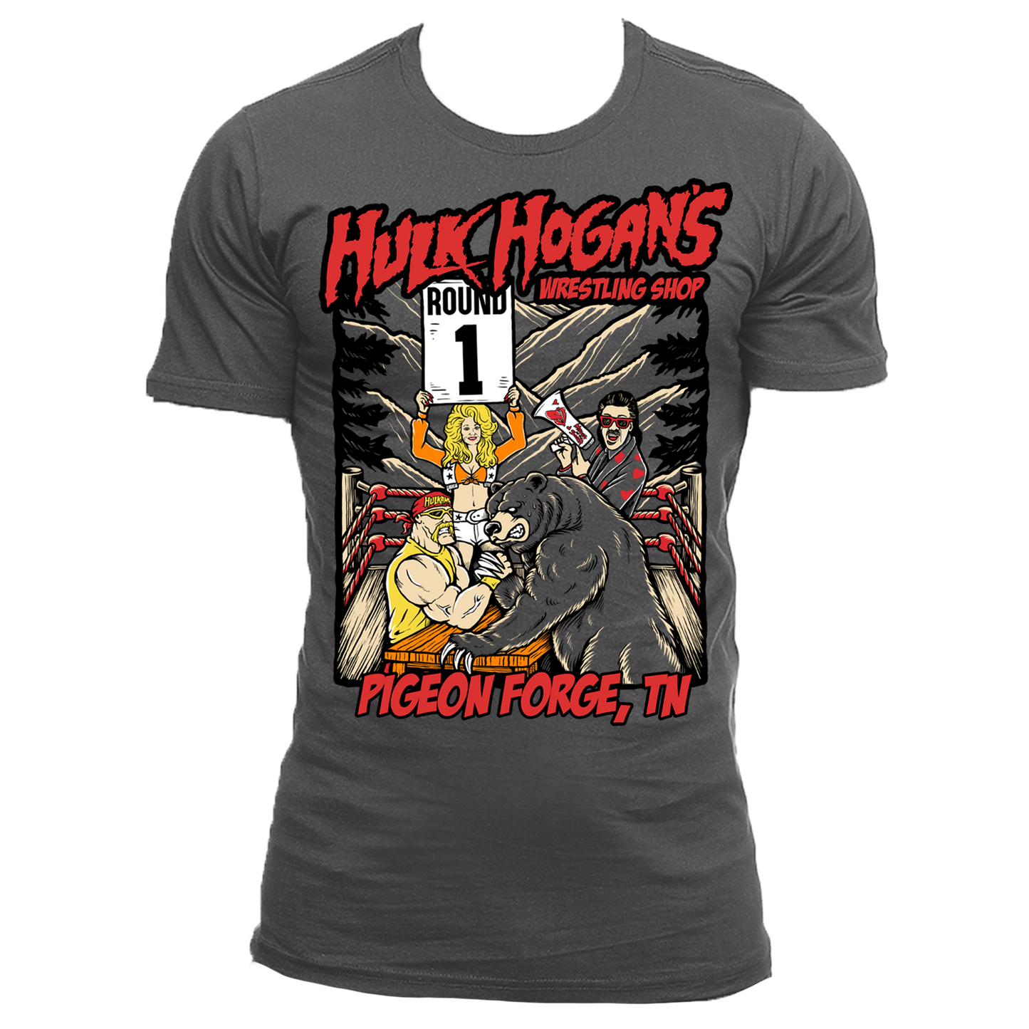 Hulk Hogan Bear Arm Wrestling Shop Mens T Shirt Grey