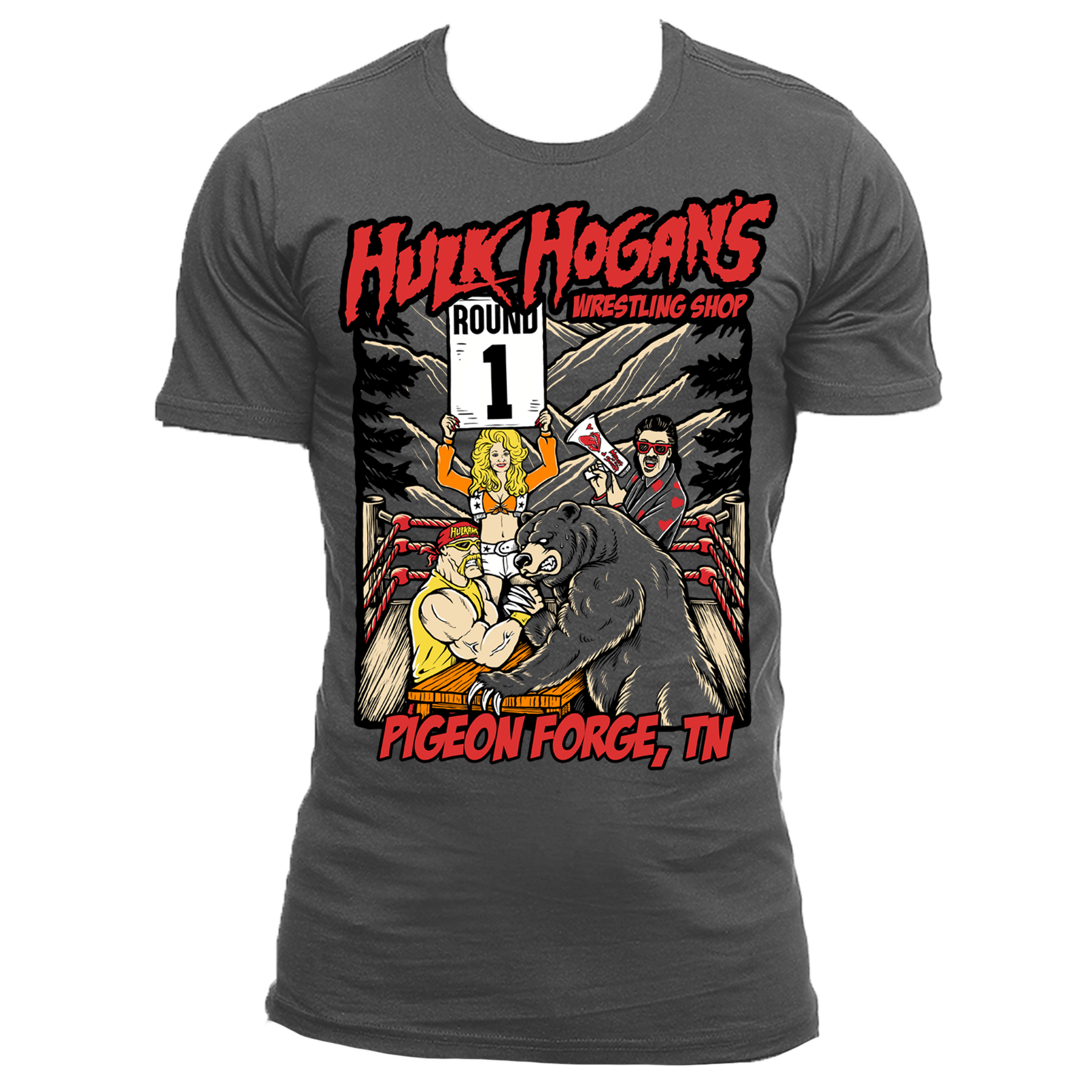Hulk Hogan Bear Arm Wrestling Shop Mens T Shirt Grey