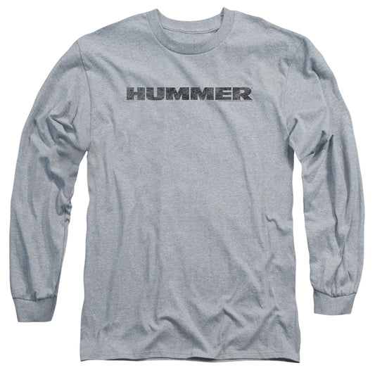 Hummer Distressed Hummer Logo Mens Long Sleeve Shirt Athletic Heather Officially Licensed