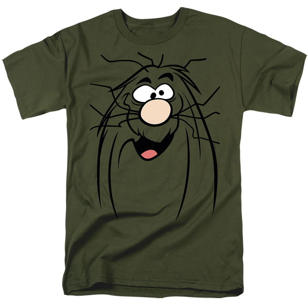 Captain Caveman Big Face Mens T Shirt Military Green