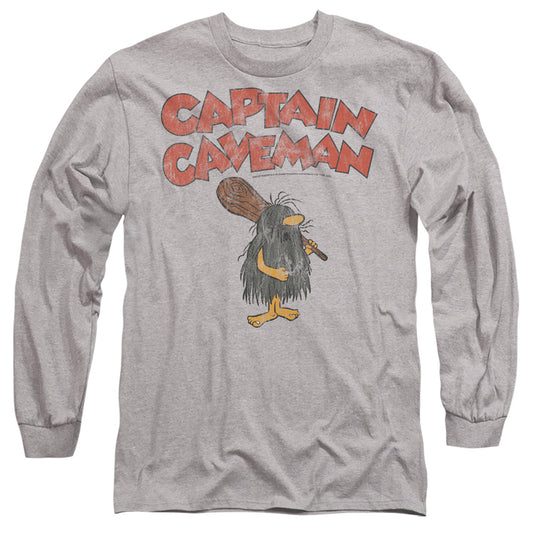 Wacky Races Captain Caveman 1 Mens Long Sleeve Shirt Athletic Heather Officially Licensed