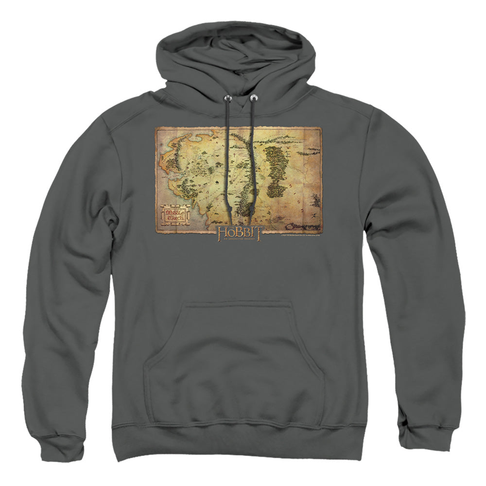 The Hobbit Middle Earth Map Mens Hoodie Charcoal