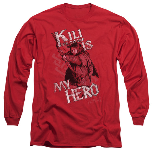 The Hobbit Kili Is My Hero Mens Long Sleeve Shirt Red Officially Licensed