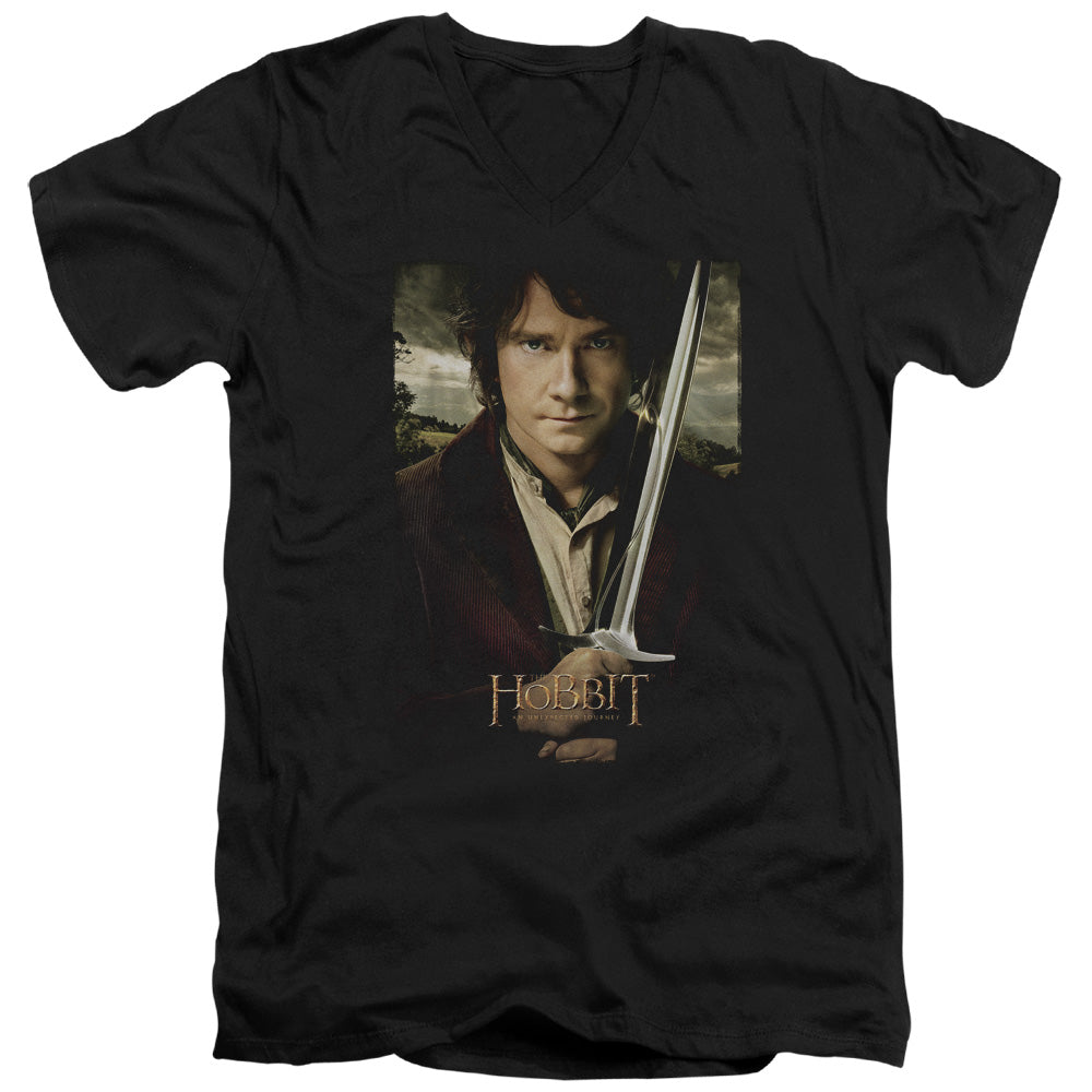 The Hobbit Baggins Poster Mens Slim Fit V-Neck T Shirt Black