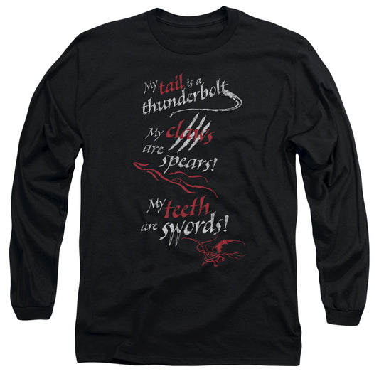 Hobbit Tail Claws Teeth Mens Long Sleeve Shirt Black Officially Licensed