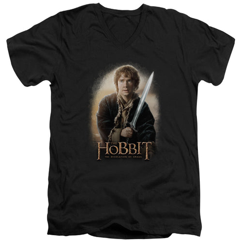 The Hobbit Bilbo and Sting Mens Slim Fit V-Neck T Shirt Black