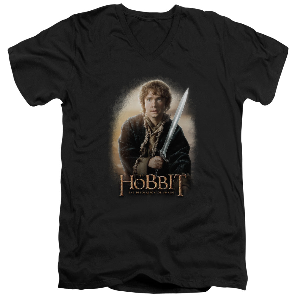 The Hobbit Bilbo and Sting Mens Slim Fit V-Neck T Shirt Black