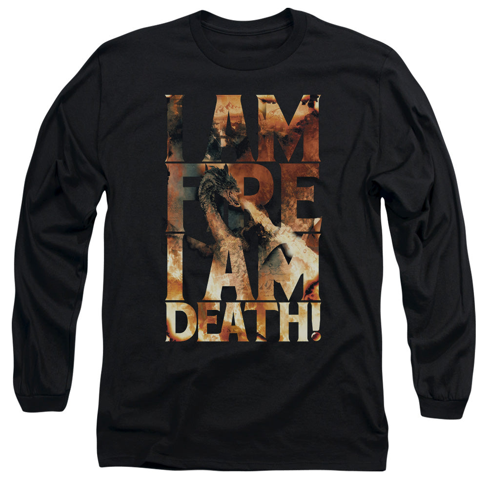 Hobbit I Am Fire Mens Long Sleeve Shirt Black Officially Licensed