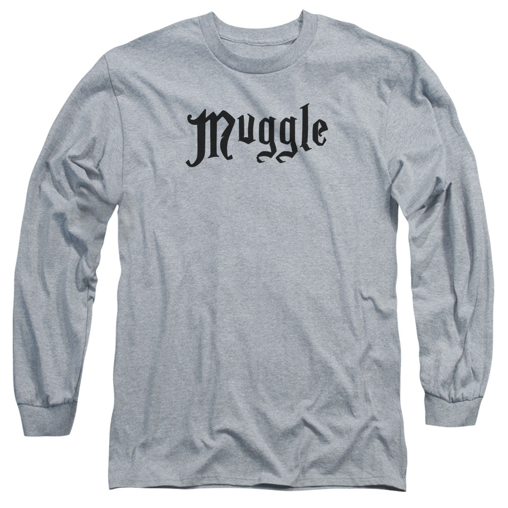 Harry Potter Muggle Mens Long Sleeve Shirt Athletic Heather Officially Licensed