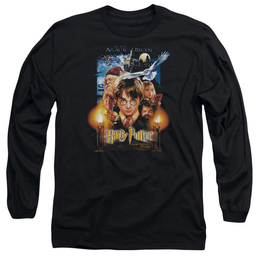 Harry Potter Movie Poster Mens Long Sleeve Shirt Black Officially Licensed