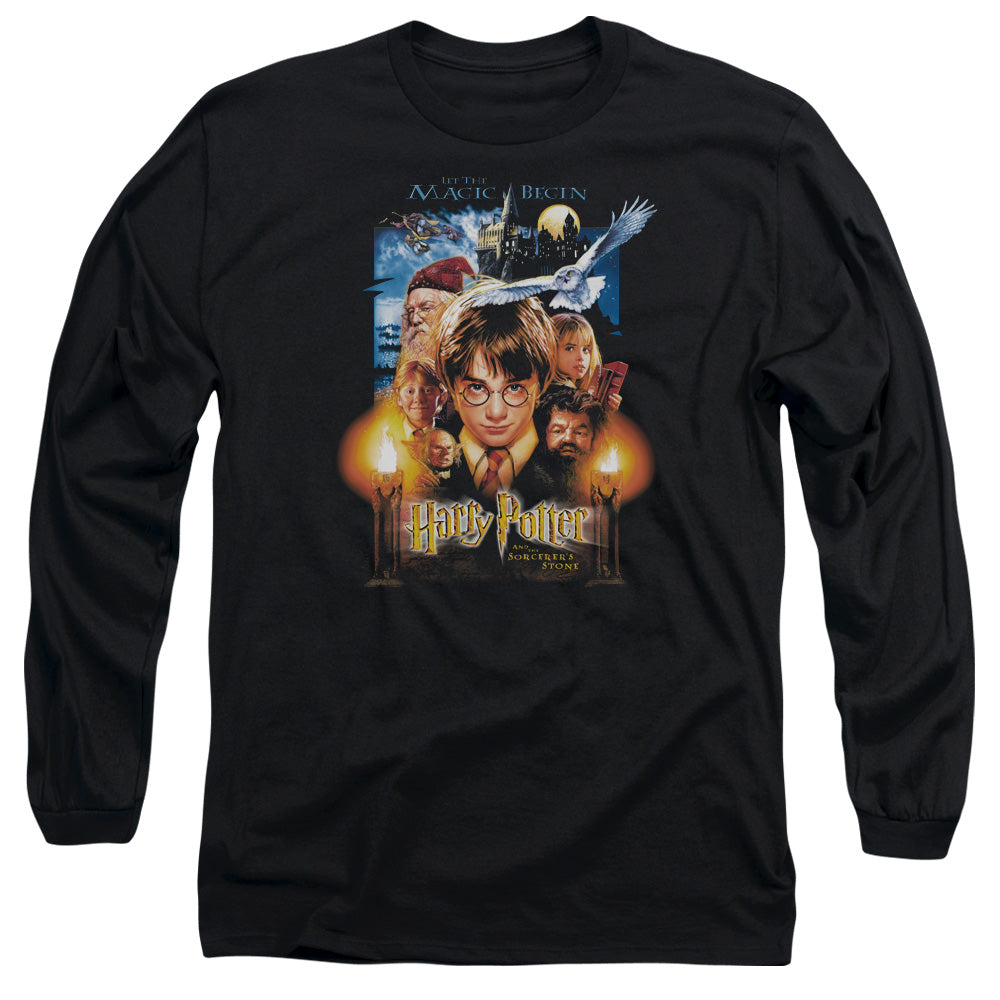 Harry Potter Movie Poster Mens Long Sleeve Shirt Black Officially Licensed