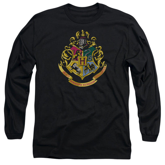 Harry Potter Hogwarts Crest Mens Long Sleeve Shirt Black Officially Licensed