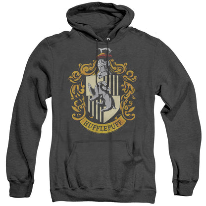 Harry Potter Hufflepuff Crest Heather Mens Hoodie Black