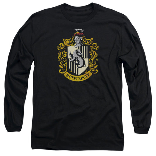 Harry Potter Hufflepuff Crest Mens Long Sleeve Shirt Black Officially Licensed