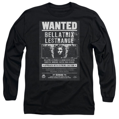 Harry Potter Wanted Bellatrix Mens Long Sleeve Shirt Black Officially Licensed