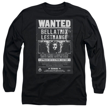 Harry Potter Wanted Bellatrix Mens Long Sleeve Shirt Black Officially Licensed