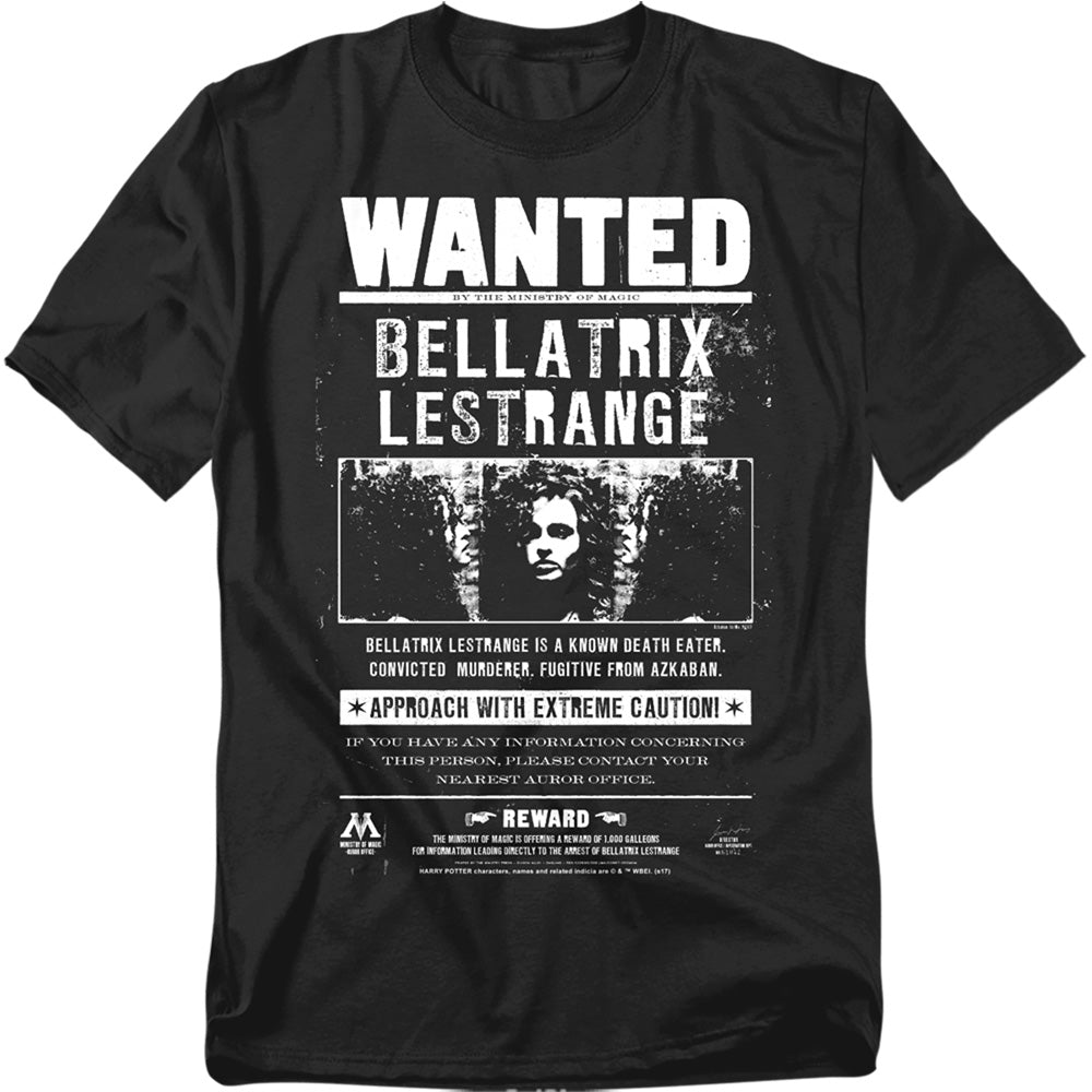 Harry Potter Wanted Bellatrix Mens T Shirt Black