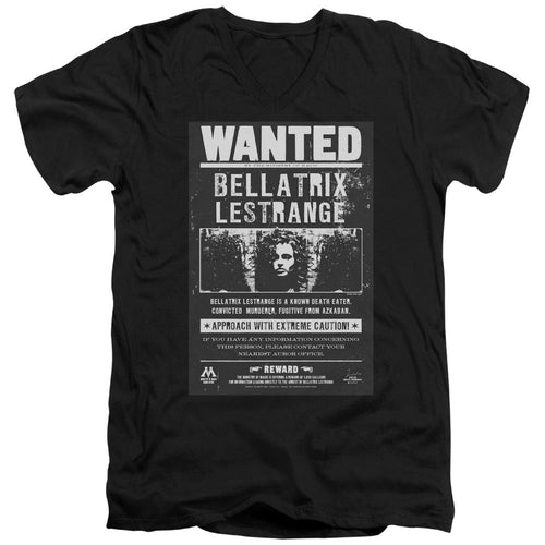 Harry Potter Wanted Bellatrix Mens Slim Fit V-Neck T Shirt Black