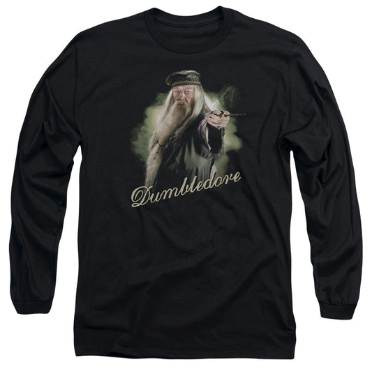 Harry Potter Dumbledore Wand Mens Long Sleeve Shirt Black Officially Licensed