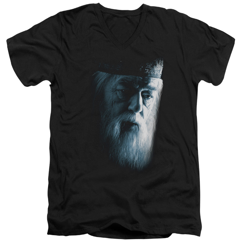 Harry Potter Dumbledore Face Mens Slim Fit V-Neck T Shirt Black