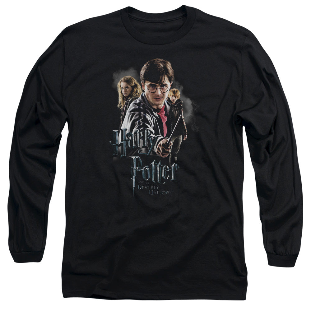 Harry Potter Deathly Hollows Cast Mens Long Sleeve Shirt Black Officially Licensed