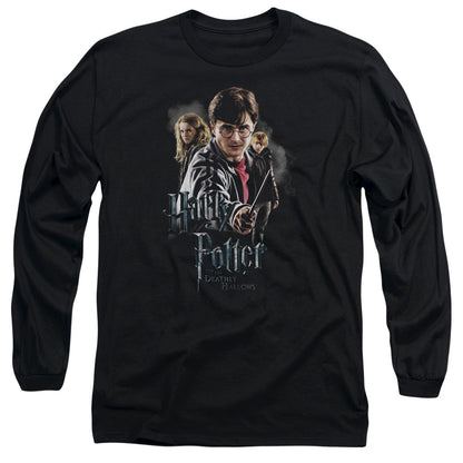 Harry Potter Deathly Hollows Cast Mens Long Sleeve Shirt Black Officially Licensed