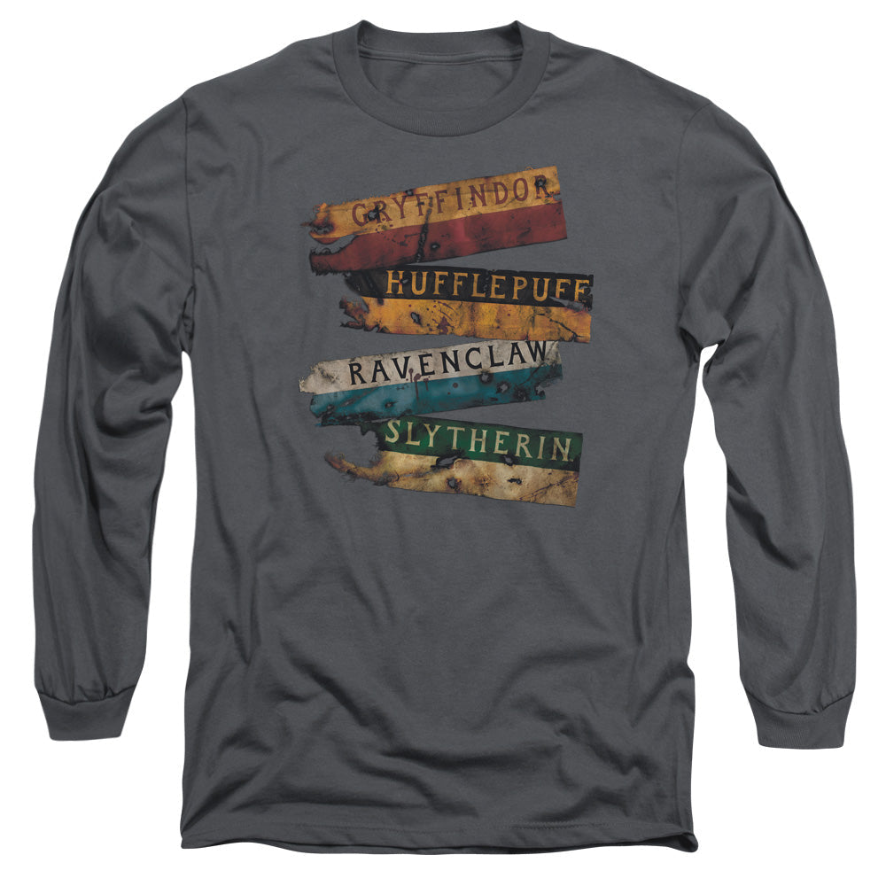 Harry Potter Burnt Banners Mens Long Sleeve Shirt Charcoal