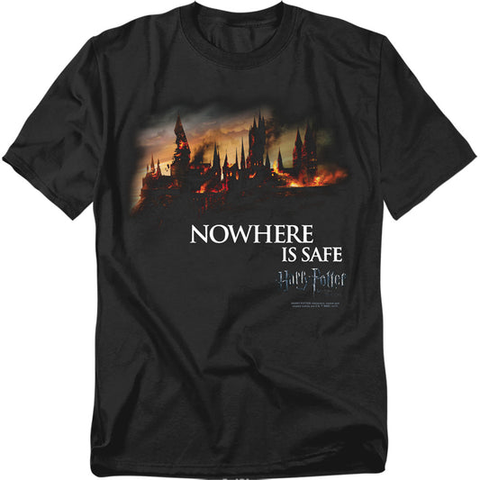 Harry Potter Burning Hogwarts Mens T Shirt Black
