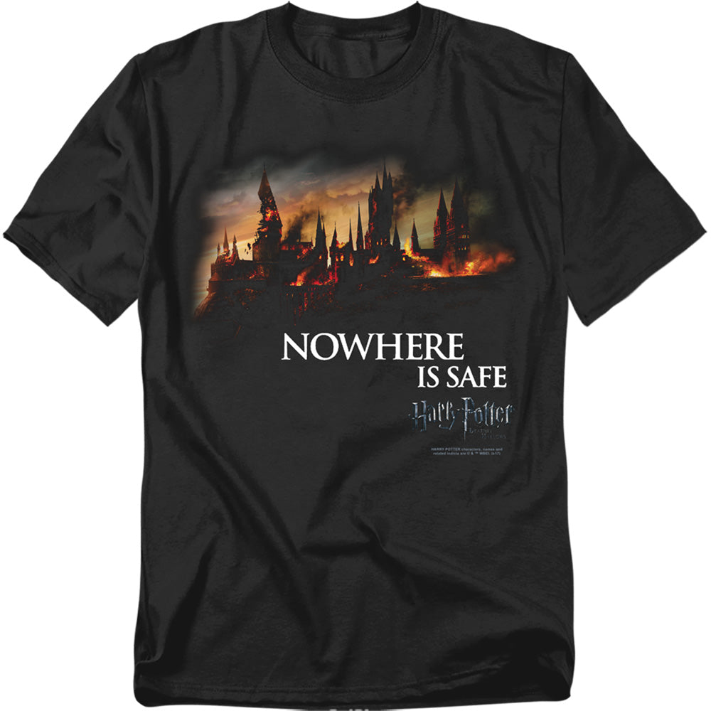 Harry Potter Burning Hogwarts Mens T Shirt Black