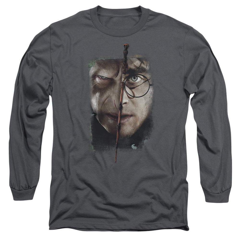 Harry Potter It All Ends Here Mens Long Sleeve Shirt Charcoal Officially Licensed