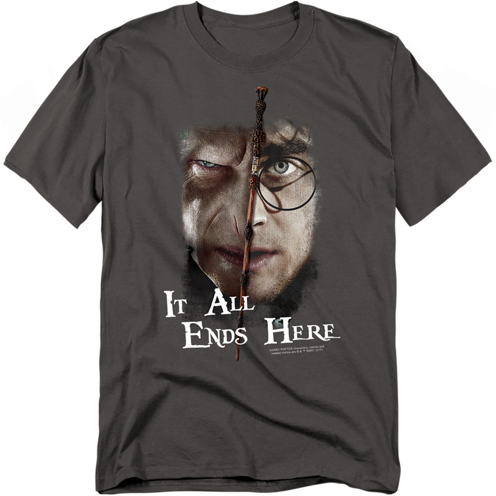 Harry Potter It All Ends Here Mens T Shirt Charcoal