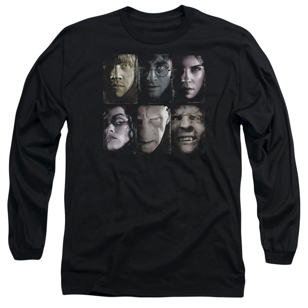 Harry Potter Horizontal Heads Mens Long Sleeve Shirt Black Officially Licensed