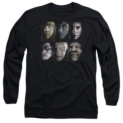 Harry Potter Horizontal Heads Mens Long Sleeve Shirt Black Officially Licensed