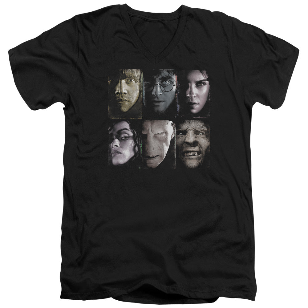 Harry Potter Horizontal Heads Mens Slim Fit V-Neck T Shirt Black